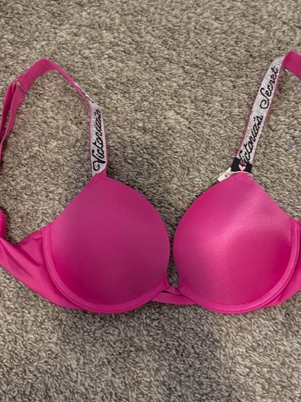 Victoria's Secret Hot Pink Push-Up Bra with Logo Straps